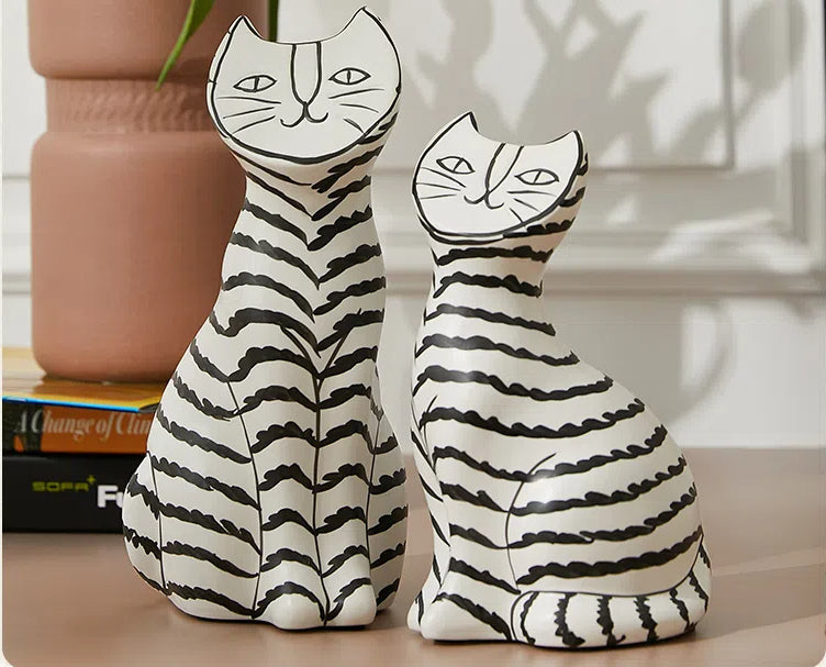 Long tail cat porcelain decoration